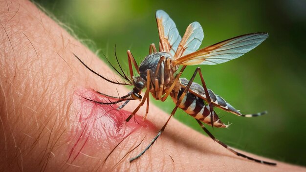 um inseto foi picado por um mosquito