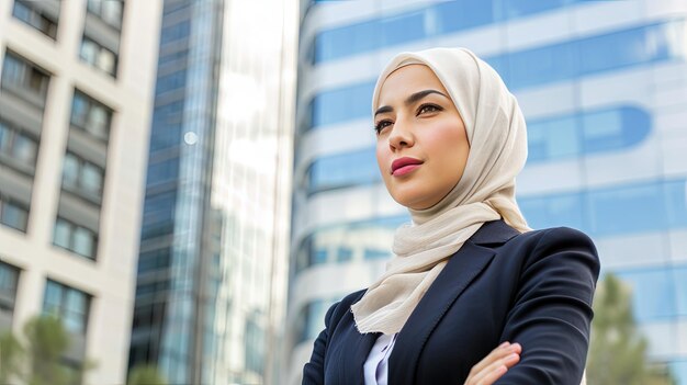 Foto um instantâneo cativante que desafia os estereótipos e empodera uma mulher muçulmana de hijab