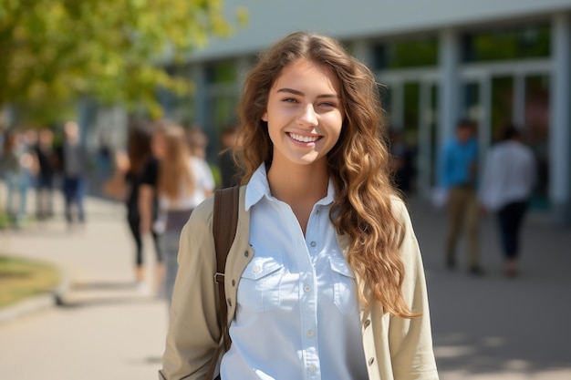 Um instantâneo de uma jovem mulher no ano de escola secundária IA generativa