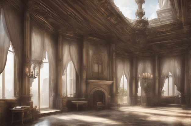 Um interior de fantasia realista do palácio