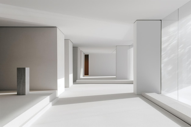 Um interior minimalista na arquitetura conceito em branco