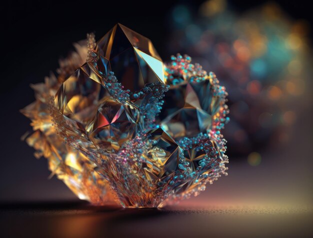 Um interminável fractal feito de cristais multicoloridos translúcidos pedras preciosas naturais tecnologia de IA generativa