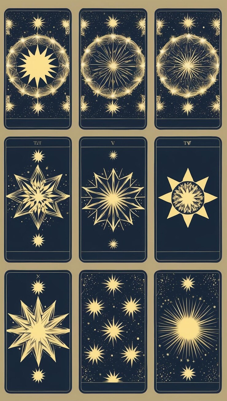 Foto um intrincado layout de cartas de tarot para adivinhação