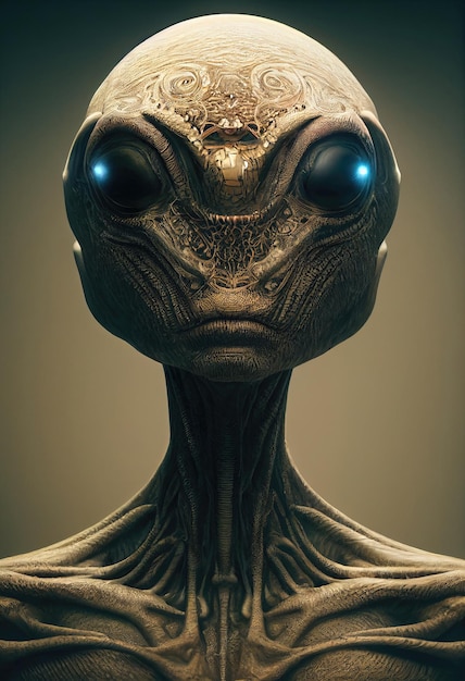 Um invasor alienígena assustador de um planeta alienígena O conceito de um alienígena de um planeta alienígena