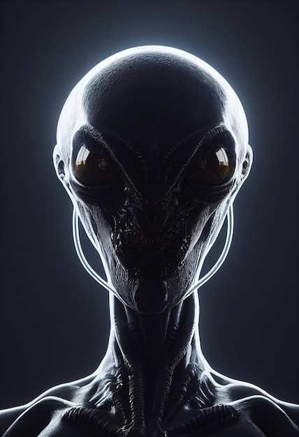 Um invasor alienígena assustador de um planeta alienígena O conceito de uma renderização 3D alienígena