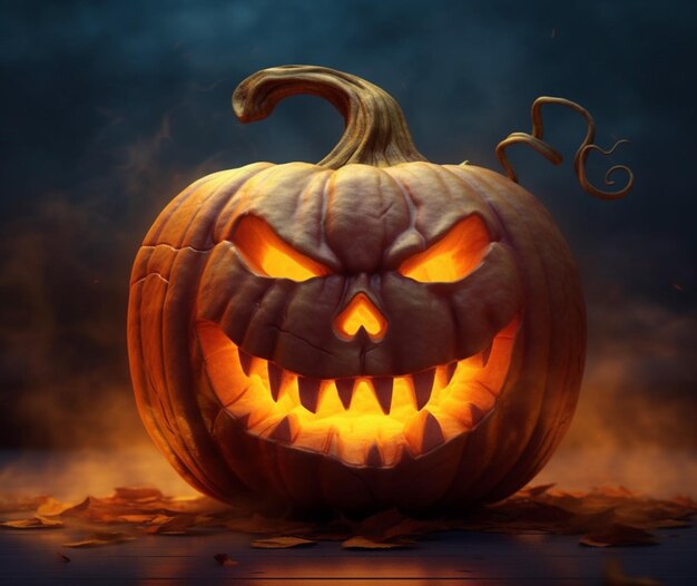 Um jackolantern com um sorriso sinistro