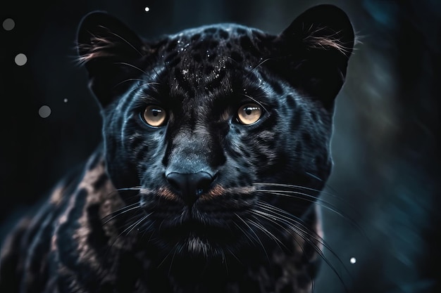 Um jaguar preto com um fundo azul