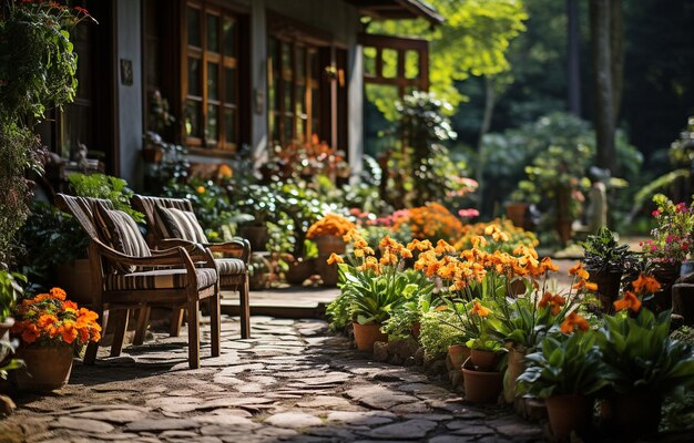 um jardim cheio de plantas