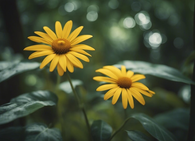 Um jardim de flores amarelas