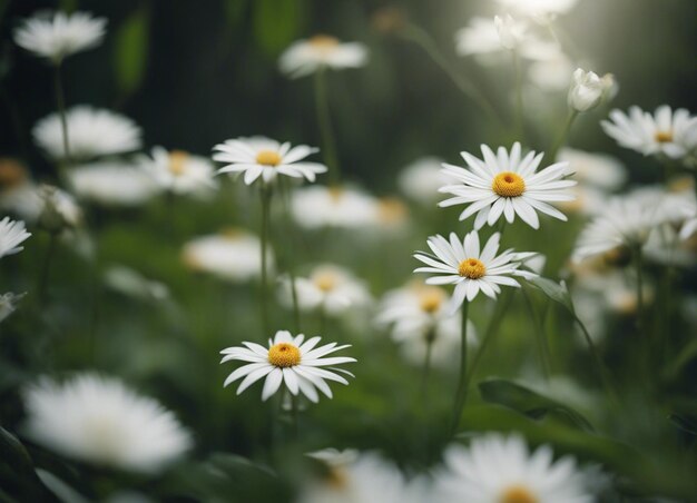 Um jardim de flores brancas