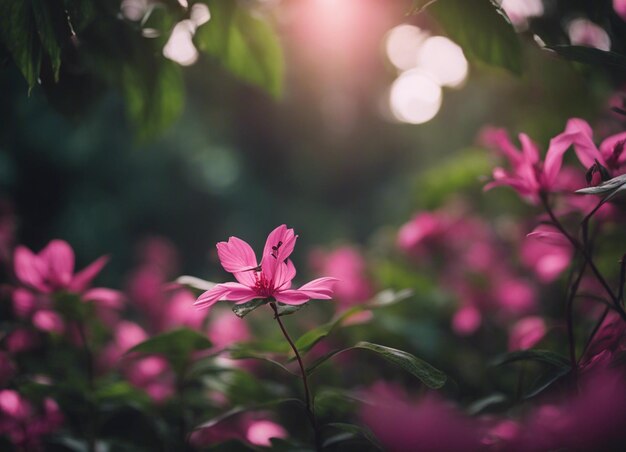 Foto um jardim de flores cor-de-rosa