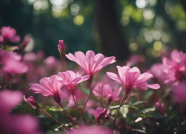 Foto um jardim de flores cor-de-rosa