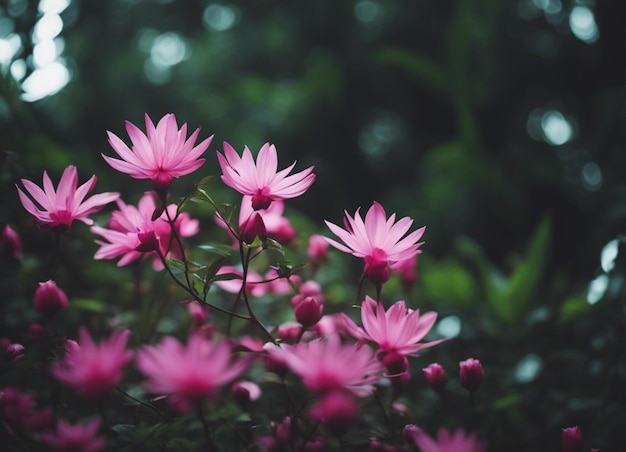 Foto um jardim de flores cor-de-rosa