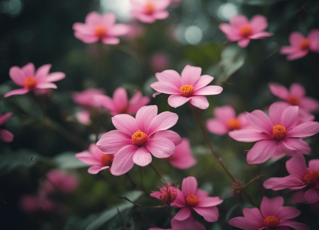 Foto um jardim de flores cor-de-rosa