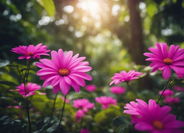 Foto um jardim de flores cor-de-rosa