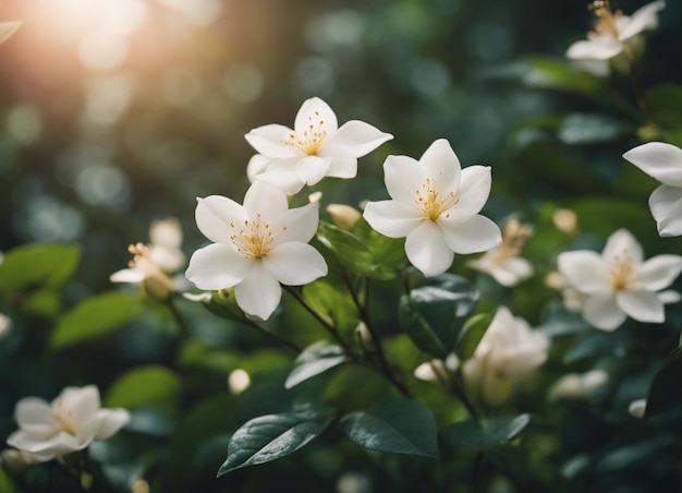 Um jardim de flores de jasmim