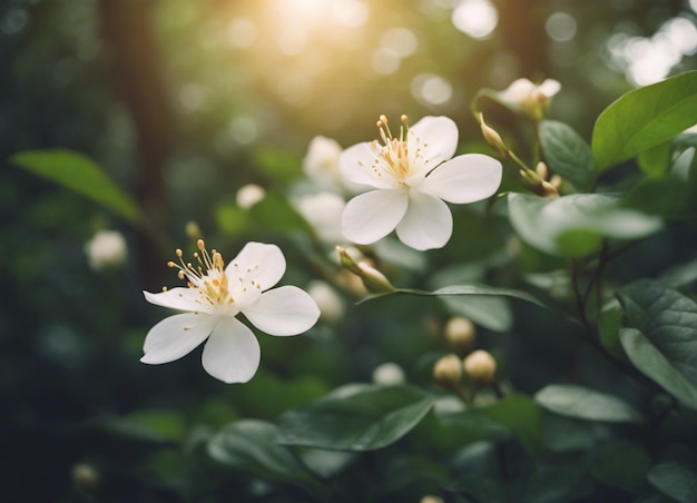 Um jardim de flores de jasmim