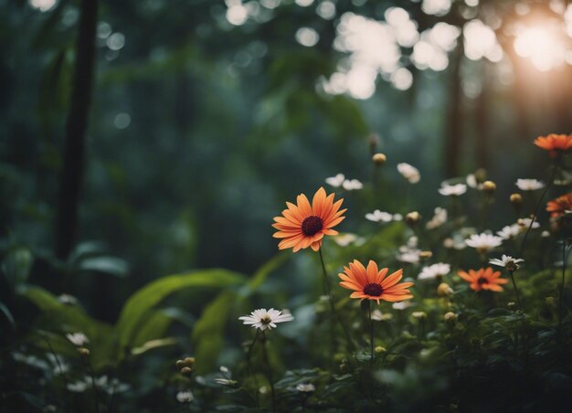 Um jardim de flores mistas