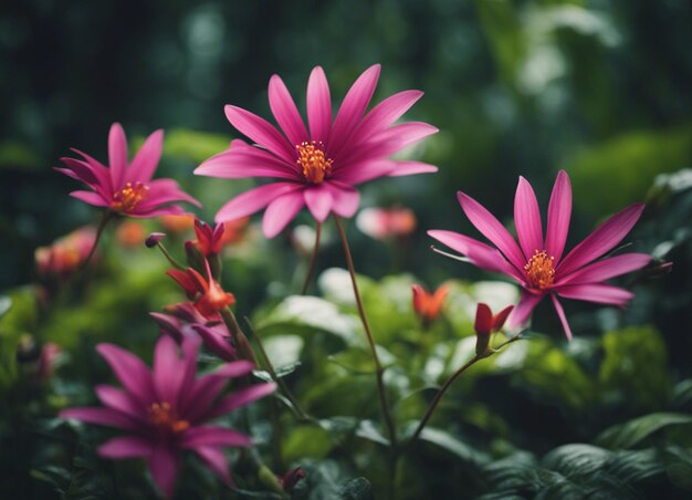 Um jardim de flores mistas