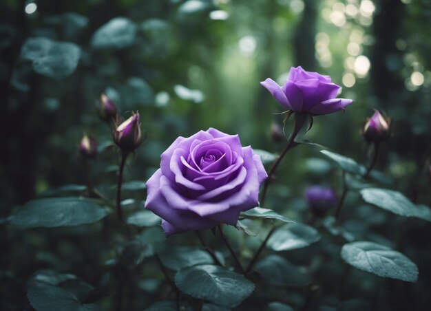 Foto um jardim de rosas roxas