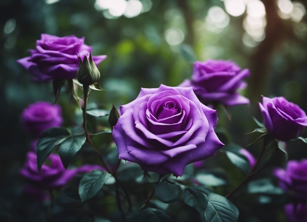 Foto um jardim de rosas roxas