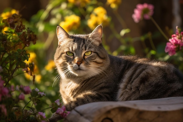 Um jardim ensolarado para um gato peludo