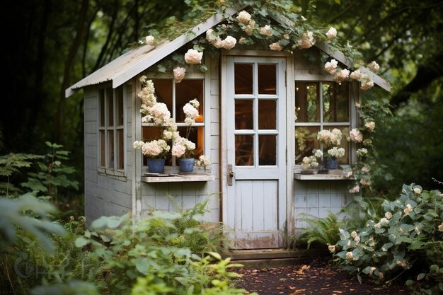 Foto um jardim rústico entre flores