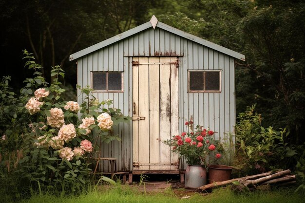 Um jardim rústico entre flores