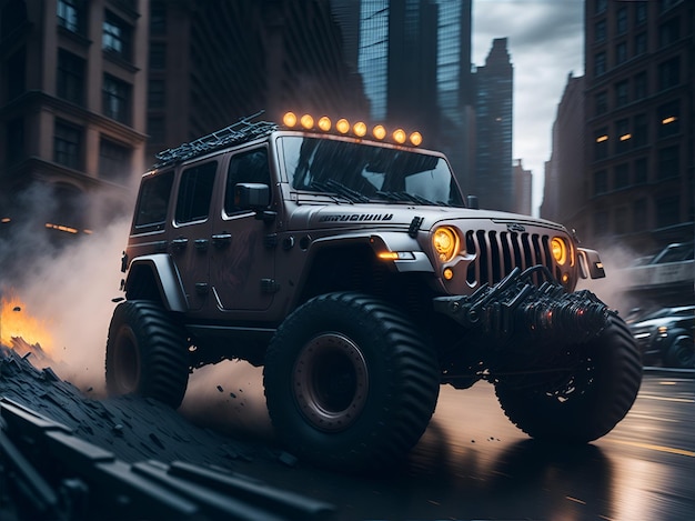 Um jeep wrangler com a palavra jeep na frente.