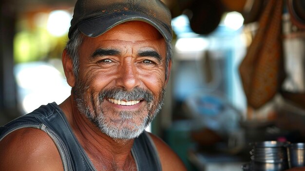 Foto um joalheiro sorridente trabalhando com pedras preciosas e metais