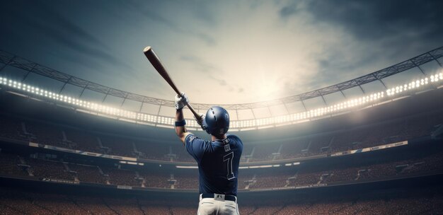 Foto um jogador de beisebol batendo uma bola de beisebol durante um jogo