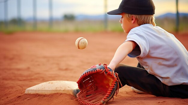 Foto um jogador de beisebol sentado no chão