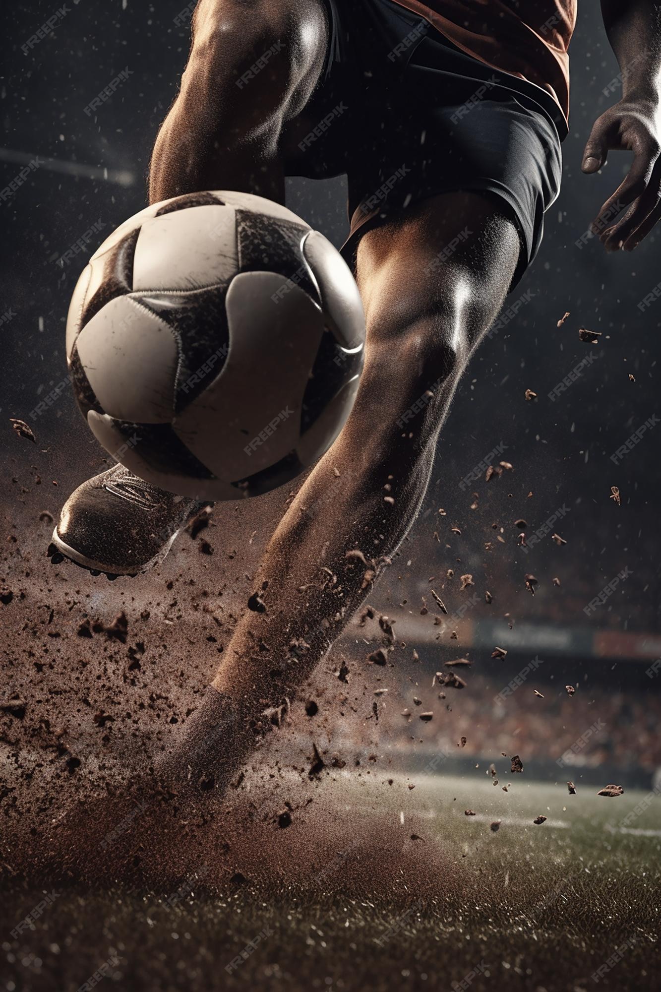 Jogador amador de futebol chuta uma bola Stock Photo - Alamy