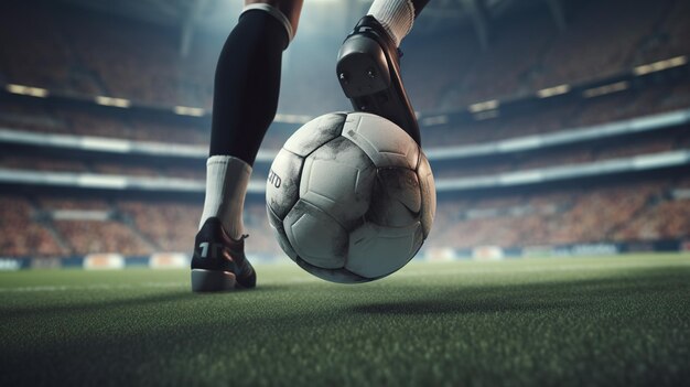 Jogador amador de futebol chuta uma bola Stock Photo - Alamy