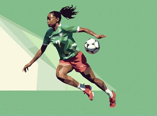 um jogador de futebol é mostrado com um logotipo do clube no estilo de colorismo vibrante