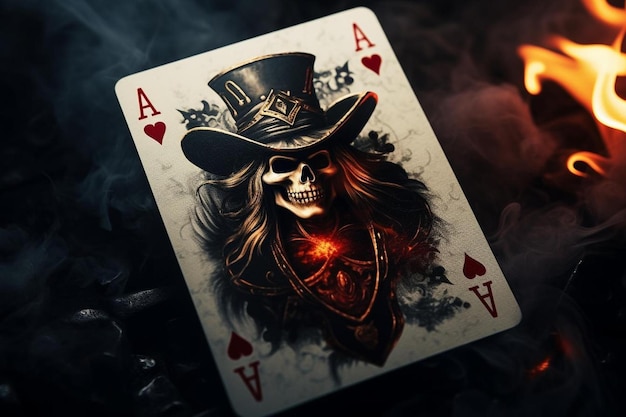 Um jogador de póquer com um chapéu vermelho e preto.