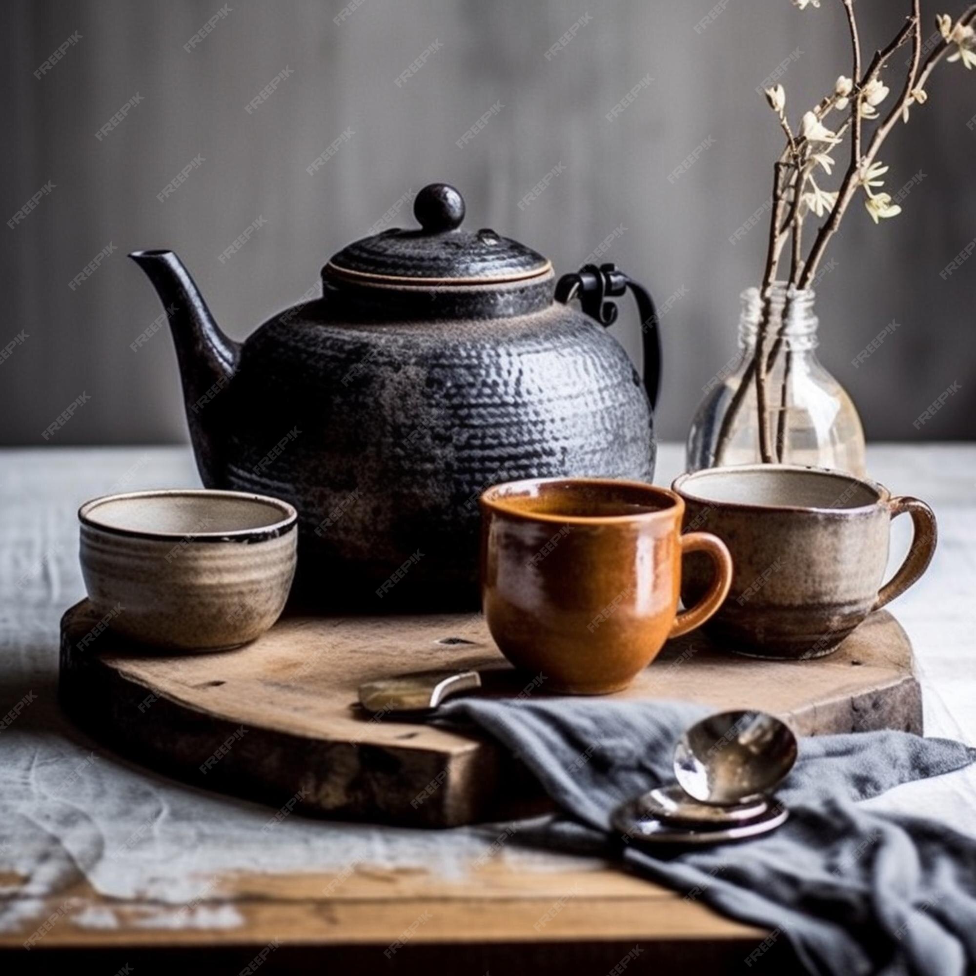 Conjunto de chá de madeira utensílios de cozinha bule de chá copo