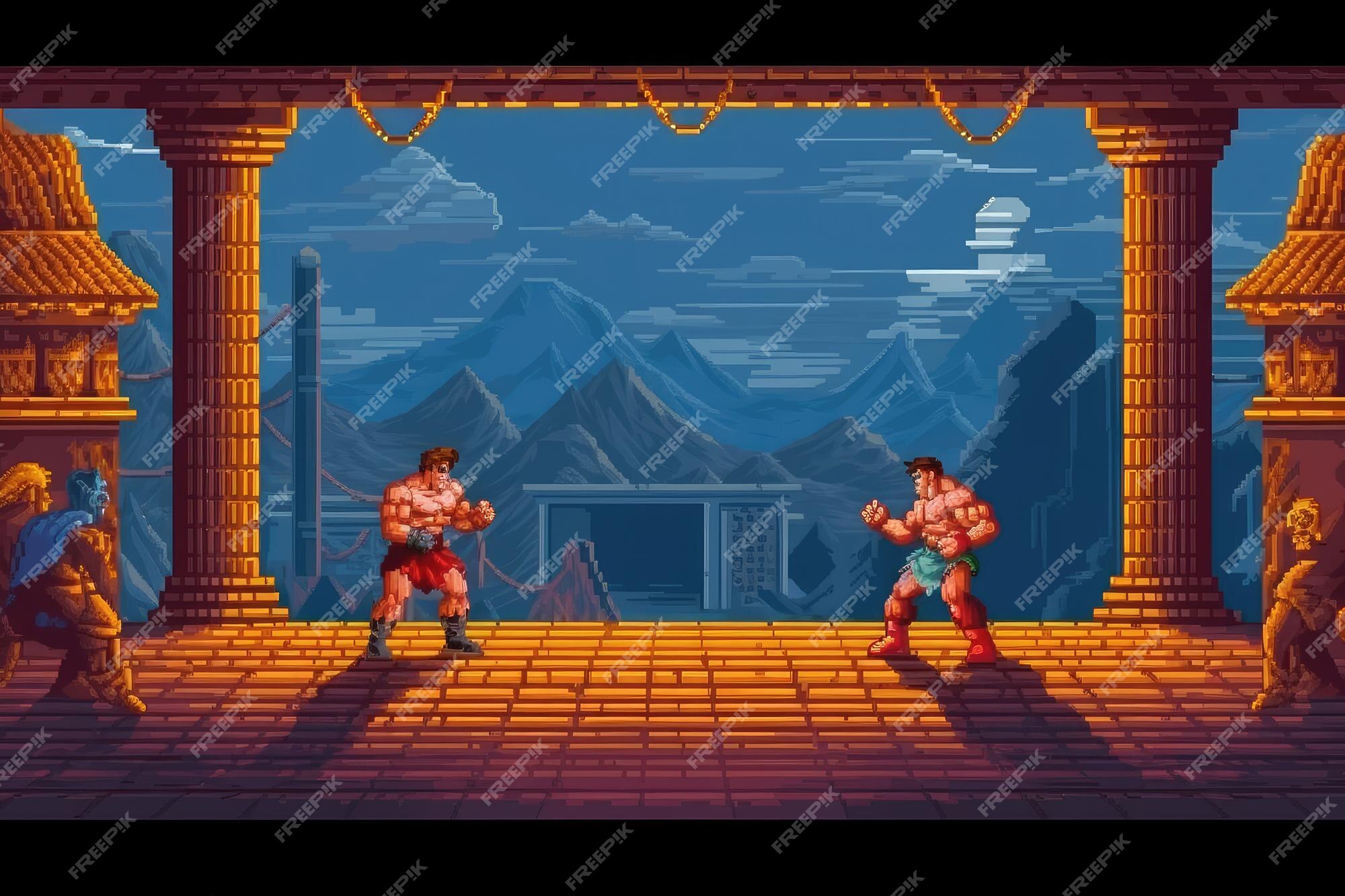 Personagem Do Estilo Pixel Art No Jogo De Jogos. Cena De Jogos Com