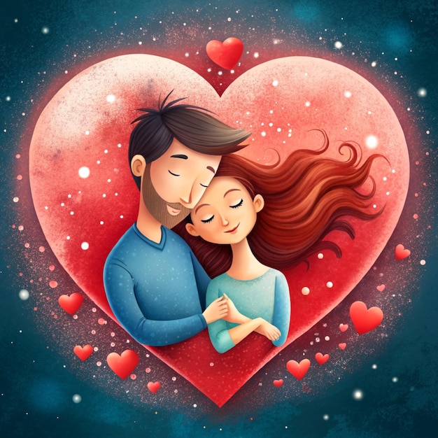 Um jovem casal sonhando com o seu futuro fundo de coração bonito