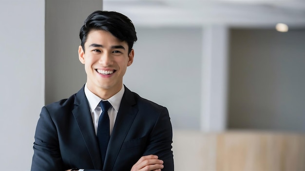 Um jovem empresário sorridente.