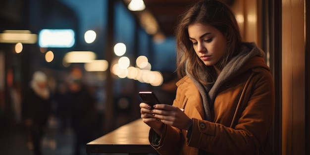 um jovem influenciador olhando para o telefone Criado com tecnologia de IA generativa