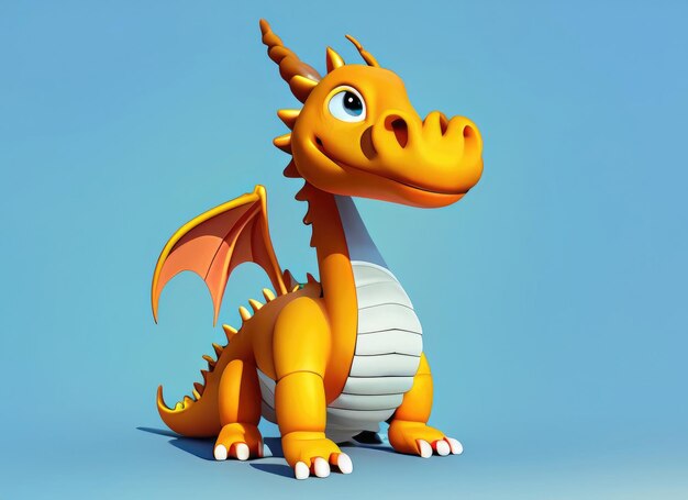 Um Kawaii Baby Dragon Brilhante e colorido renderização 3D gerado por computador Adorável bebê dragão com olhos grandes e escalas realistas