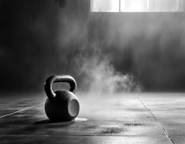 Um kettlebell de metal preto para esportes em um fundo isolado