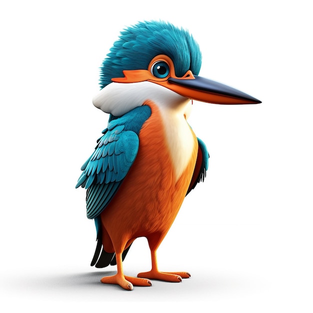 Um Kingfisher 3D Um Pássaro de Beleza