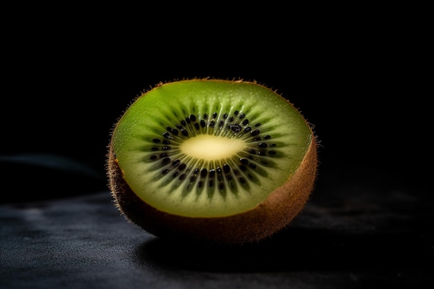 Um kiwi com um fundo preto