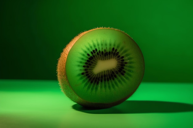 Um kiwi com um fundo verde