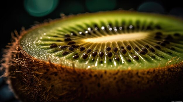 Um kiwi com um fundo verde