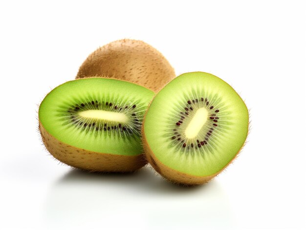 Um kiwi fresco em fundo branco