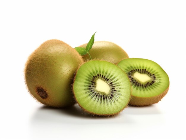 Um kiwi fresco em fundo branco