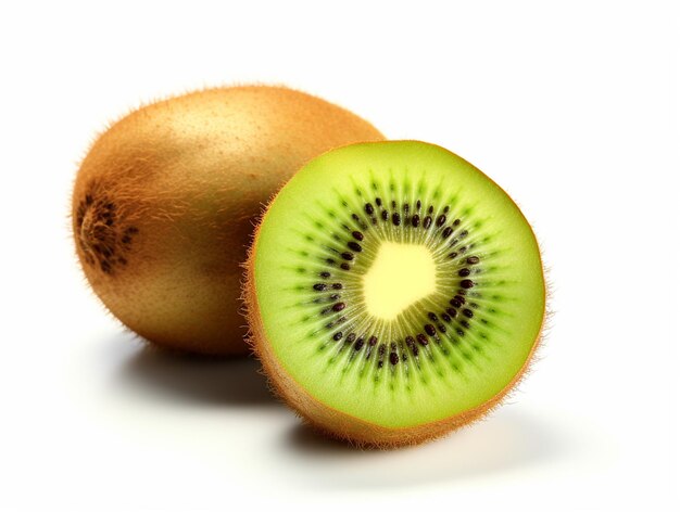 Um kiwi fresco em fundo branco